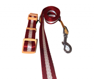Hevederes póráz szett állítható nyakörvvel, piros