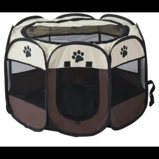 Hordozható kisállat kennel, 114 x 114 x 60 cm, barna