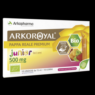 Arkoroyal Junior Bio méhpempő ivóampulla eper ízben 500 mg 10 x 15 ml