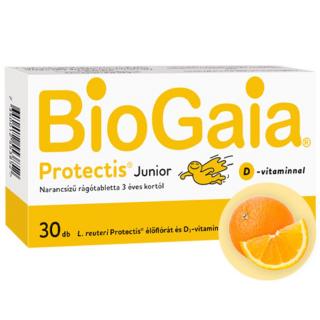 BioGaia Junior narancsos rágótabletta D-vitaminnal 30 db