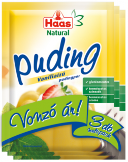 Haas Natural vaníliaízű pudingpor 3x40 g