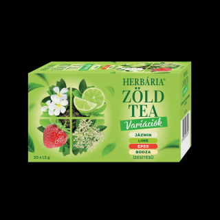 Herbária Zöld tea variációk - jázmin, lime, eper, bodza ízesítésű, 4x5 filter