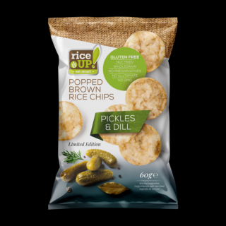 Rice UP! Savanyú uborka és kapor ízesítésű barna rizs chips 60 g
