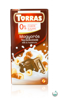 Torras Mogyorós tejcsokoládé hozzáadott cukor nélkül (gluténmentes) 75 g