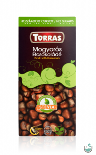 Torras Stevia Vegán mogyorós étcsokoládé (gluténmentes) 125 g
