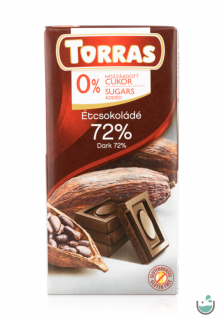 Torras vegán étcsokoládé 72%-os kakaótartalommal hozzáadott cukor nélkül (gluténmentes) 75 g