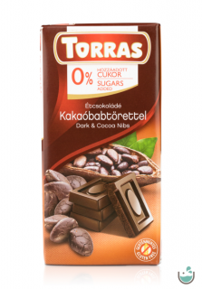 Torras Vegán étcsokoládé kakaóbabtörettel hozzáadott cukor nélkül (gluténmentes) 75 g