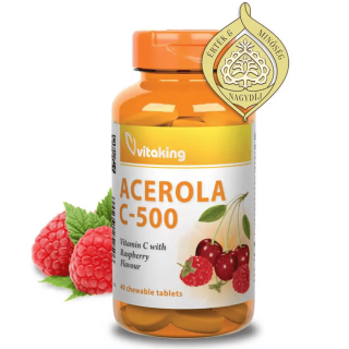 Vitaking Acerola C-500 Málnás ízben - 40 db