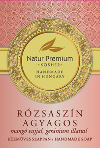 Rózsaszín agyagos szappan mangó vajjal, geránium illattal (Natur Premium)