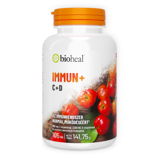 Bioheal® IMMUN+ (Acerolás C-vitamin 1100 mg + D3-vitamin 2200 NE) 105 db