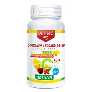 DR. Herz C-vitamin 1500mg+D3+Zn csipkebogyóval és acerola kivonattal 60 db tabletta