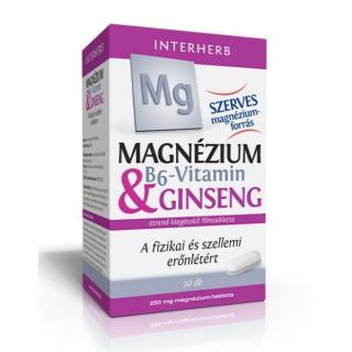 Interherb Magnézium tabletta 250mg  B6-vitamin  Ginseng 30db