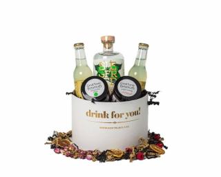 Drink For You feliratos Wonderleaf Gin Tonik Ajándék csomag fehér díszdobozban