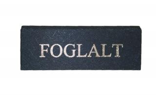 Foglalt tábla kicsi 113x40mm navykék mintás szövet - ezüst felirattal