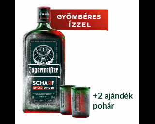 Jägermeister Scharf likőr 1L 33% +2db ajándék pohár