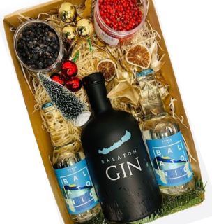Karácsonyi Balaton gin ajándékcsomag feliratos díszdobozban