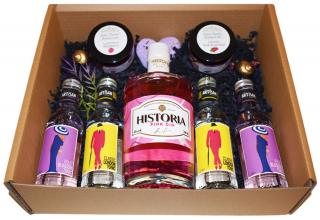 Nőnapi Historia Pink Gin Tonik szett dobozban fekete térkitöltővel