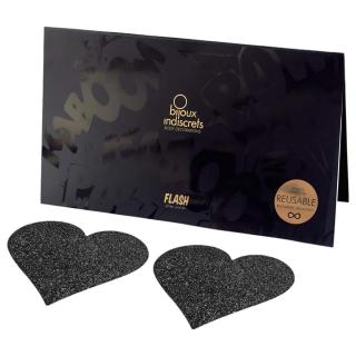 Bijoux Indiscrets Flash - szív alakú mellbimbómatrica (fekete)