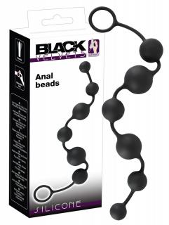 Black Velvet - 6 gyöngyös anál dildó (fekete)