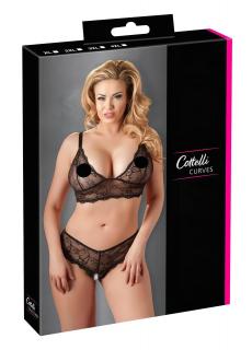 Cottelli Plus Size - csipke melltartó szett (fekete)
