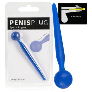 Dilator Sperm Stopper - gömbös, szilikon húgycsőtágító (kék)
