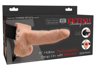 Fetish Strap-On 6 - felcsatolható, üreges vibrátor (natúr)
