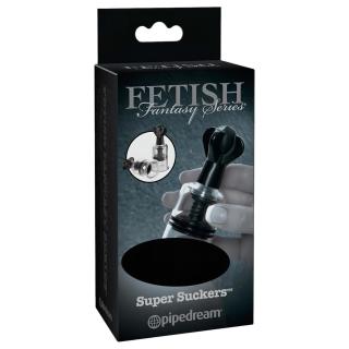 Fetish Super Suckers - mellbimbószívó pumpa (fekete-átlátszó)