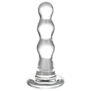 GLAS - hullámos üveg anál dildó (átlátszó)