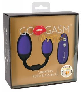 GoGasm Pussy &amp; Ass - akkus, rádiós vibrációs tojás duó (lila-fekete)