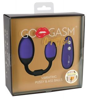 GoGasm Pussy &amp; Ass - vibrációs tojás duó (lila-fekete)
