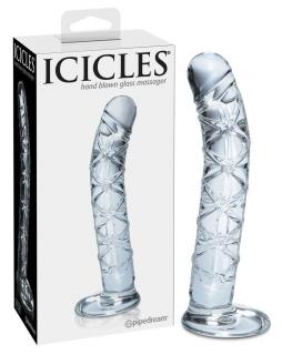 Icicles No. 60 - hálós, péniszes üveg dildó (áttetsző)