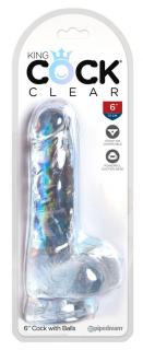 King Cock Clear 6 - tapadótalpas, herés kis dildó (15cm)