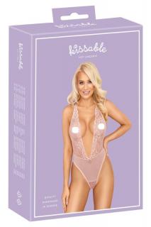 Kissable - mélyen dekoltált csipke body (pink)