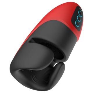 Lena - rezgő-szorító maszturbátor (fekete-piros)