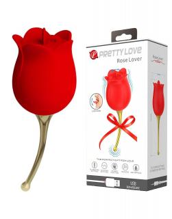 Pretty Love Rose Lover - nyelves 2in1 csikló vibrátor (piros)