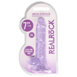 REALROCK - átlátszó élethű dildó - lila (17cm)