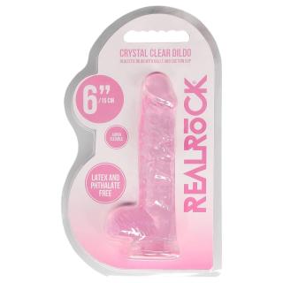 REALROCK - átlátszó élethű dildó - pink (15cm)