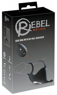 Rebel - akkus, péniszgyűrű és here vibrátor (fekete)