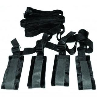 S&amp;M - ágyhoz kötöző bondage szett (fekete)
