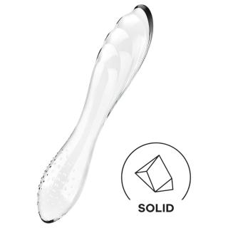 Satisfyer Dazzling Crystal 1 - kétvégű üveg dildó (átlátszó)