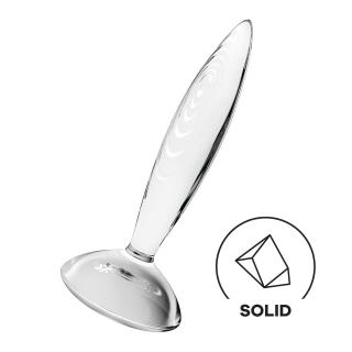 Satisfyer Sparkling Crystal - bordázott üveg dildó (átlátszó)