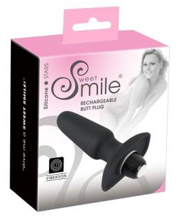 / SMILE Butt Plug - akkus, szilikon anál vibrátor (fekete)