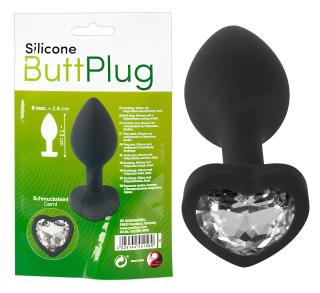 You2Toys Butt Plug - fehér köves anál plug (fekete)