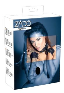 ZADO - bőr nyakörv bilinccsel (fekete)