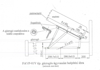 Gázrugós franciaágy vasalat  1000N (Gázrugós franciaágy)