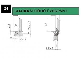 Kivetőpánt ráütődő üvegpánt (Kivetőpánt ráütődő üvegpánt)