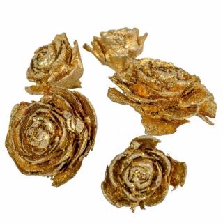 Cédrus rózsafej, arany glitteres - kb. 5 cm (1 db)