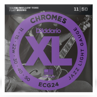 D'addario ECG24 Chrome Flat Wound 11-50 Jazz Light