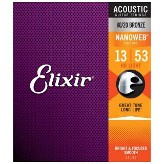 Elixir 80/20 Bronze NanoWeb 13-53(11182) HD Light akusztikus gitár húrkészlet