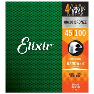 Elixir 80/20 Bronze NanoWeb (14502) 045-100 Light akusztikus basszusgitár húrkészlet